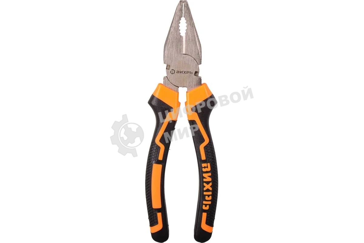 Плоскогубцы ВИХРЬ 180 мм., никелированные, двухкомпонентные рукоятки