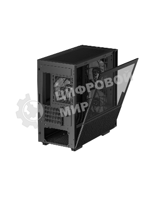 Компьютерный корпус Deepcool CH360 без БП, боковое окно (закаленное стекло), 2x140мм ARGb LED вентилятор спереди и 1x120мм ARGb LED вентилятор сзади, черный, mATX
