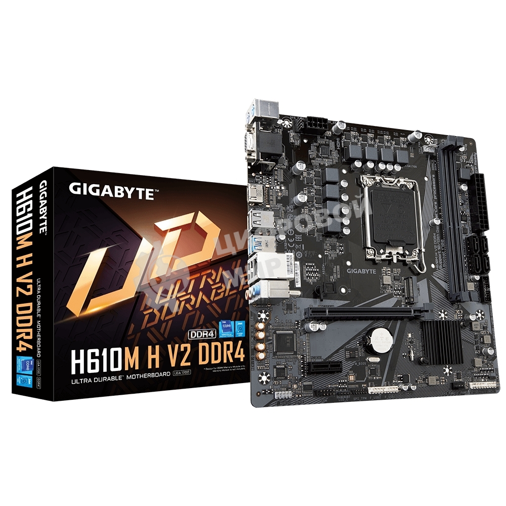 Материнская плата Gigabyte H610M H V2, LGA 1700, Intel H610, 2xDDR5, 4xSATA, 1xM.2, 1xPCIe 4.0 x16, 1xPCIe x1, 1xHDMI, 1xVGA, 1x 1Gb LAN, 2xUSB-A 3.2 Gen 1, 4xUSB-A 2.0, 3x 3.5 мм, 7.1, mATX