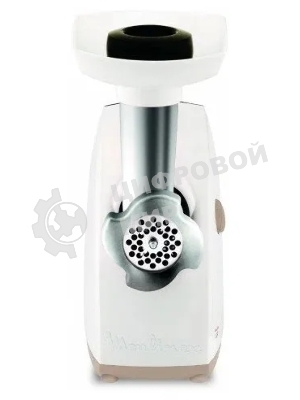 Мясорубка электрическая Moulinex ME476132 белый/бежевый, 2000 Вт, 2.3 кг/мин, защита от перегрузки, насадки - 9