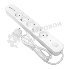 Удлинитель EKF UBA-LUX-503-TC 5х3 м IP20 2USB 2.4А+2type-C LUX 1.5 кв.мм