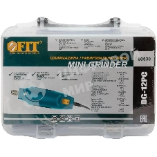 Мини-дрель FIT 80530 12 Вт; 12000 об/мин; 3,2 мм; адаптер; набор насадок; пластик. кейс