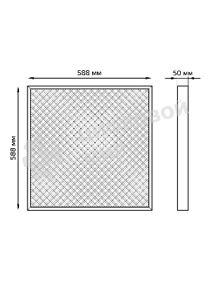 Светильник офисный Gauss MiR 35W 3500lm 5000K IP40 588x588x50мм Грильято призма планки LED
