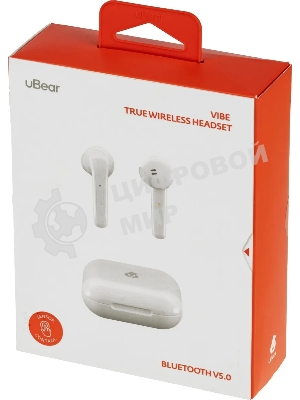 Наушники TWS UBEAR Vibe белый, вкладыши, Bluetooth, до 4 ч