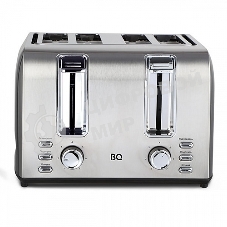 Тостер BQ T2001 Steel-Black, Мощность 1500 Вт, 7 степеней поджаривания, Функция подогрева, разморозки и 