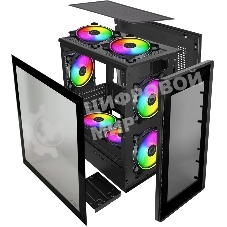 Компьютерный корпус Ginzzu CL406 mATX FAN 3*12 FRGb (12RR4)
