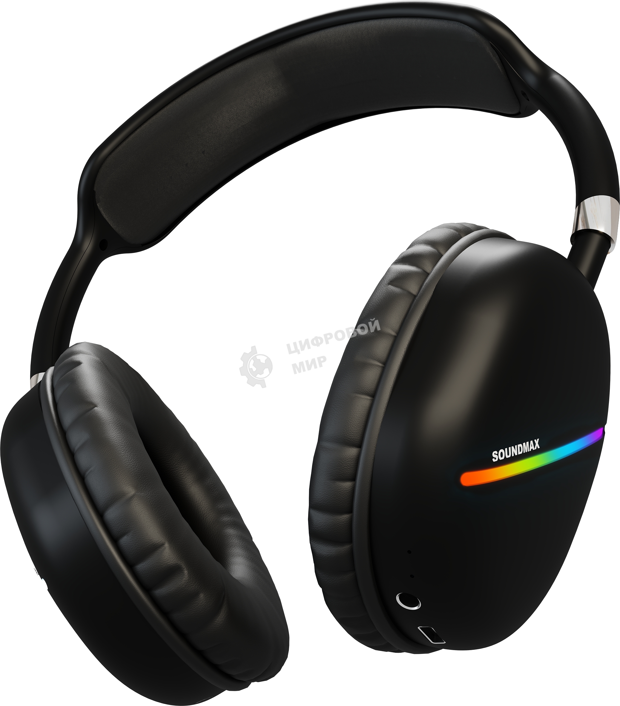 Беспроводные/проводные наушники SOUNDMAX SM-HP2200B черный, накладные, Bluetooth + проводной, до 8 ч