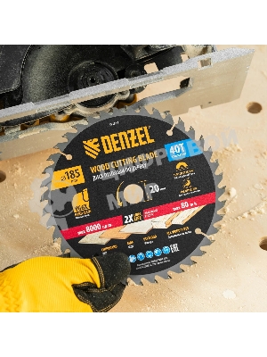 Пильный диск по дереву Denzel ф185 х 20 мм, 40 зубьев 733317