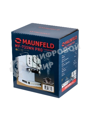 Кофеварка рожковая Maunfeld MF-735WH PRO белый, исп. кофе - молотый, 1.25 л, 1100 Вт, 15 бар