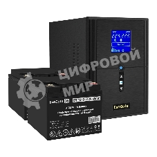 Комплект источника бесперебойного питания Exegate EX295989RUS + батарея 40Aч EX282976RUS 2шт (инвертор, синус, для котла) ExeGate SineTower SZ-2000.LCD.AVR.3SH.1C13.USB <2000VA/1600W, чистый синусоида, LCD дисплей, AVR, 3хSchuko+1хC13, USB, линейно-интерактивный, черный> + батарея ExeGate DT 1240 (12В, 40А·ч) 2шт