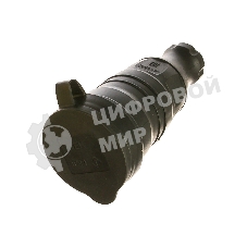 Розетка 1-м Омега РБп13-1-0м с защ. крышкой переносная с заземл. IP44 черный каучук IEK PKR21-016-2-K02