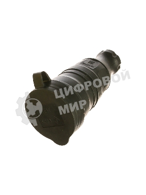 Розетка 1-м Омега РБп13-1-0м с защ. крышкой переносная с заземл. IP44 черный каучук IEK PKR21-016-2-K02