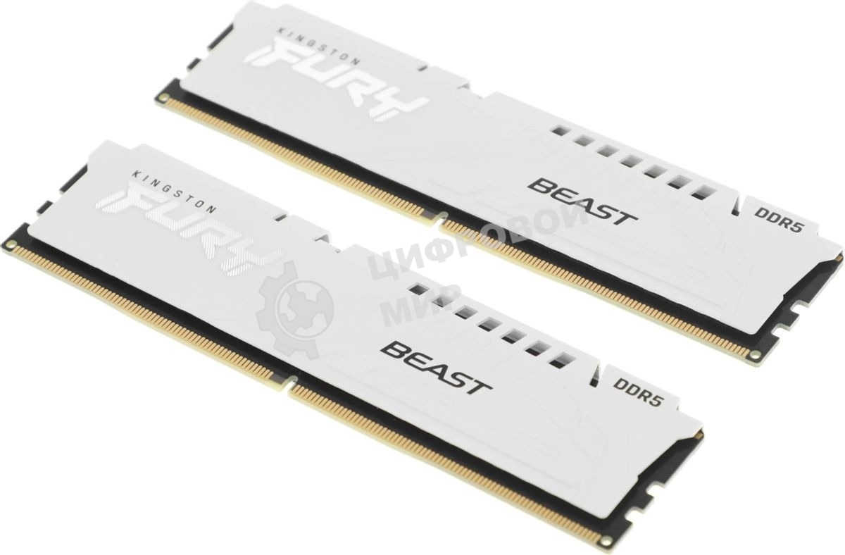 Оперативная память Kingston Fury Beast EXPO, DDR5, 32Gb (2x16 GB), 6400 MHz, CL32, радиатор, белый