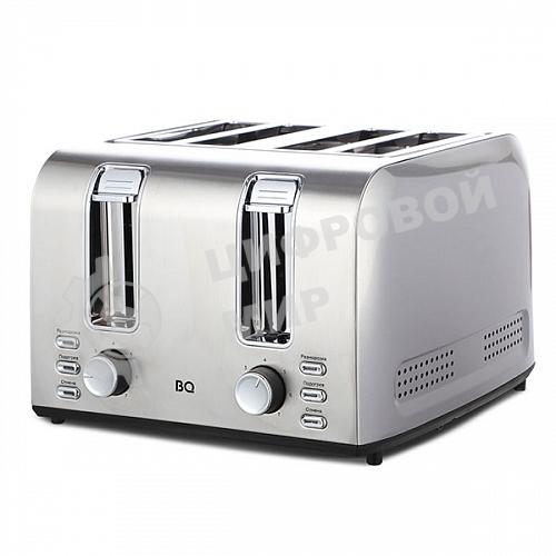 Тостер BQ T2001 Steel-Black, Мощность 1500 Вт, 7 степеней поджаривания, Функция подогрева, разморозки и 