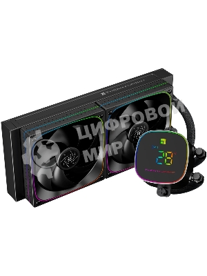 Система жидкостного охлаждения Thermalright Frozen Horizon 240 Digital (240мм, LED temp., Black, ARGB/Fans: 2x120мм, 68.9CFM, 28.2dBA, 2000RPM/Pump height 53.2мм, Rad thickness 27мм/S: 1700, 1200, 1851, 115X, AM5, AM4)