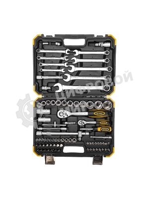 Набор инструментов Kranz 1/2, 1/4, CrV, пластиковый кейс, 82 предмета