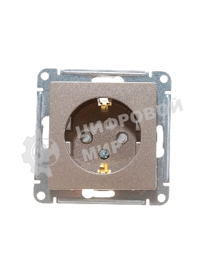 Механизм розетки 1-м СП AtlasDesign с заземл. защ. шторки 16А шампань SchE ATN000545