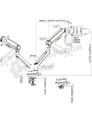 Кронштейн для мониторов Ultramounts UM733BR черный/коричневый 17