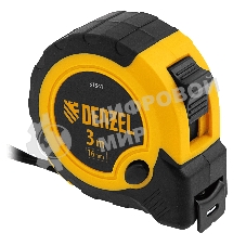 Рулетка Denzel 3м х 16мм, двухкомп. корпус, кнопка-пауза