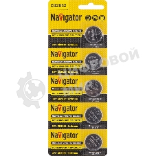 Элемент питания литиевый Navigator CR2032 NBT-CR2032-BP5 (блист.5шт), 3 В