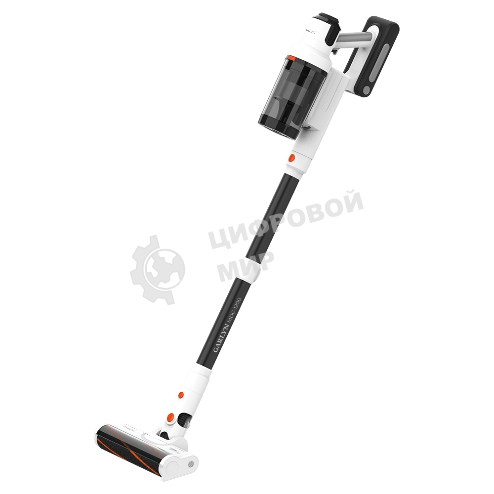 Пылесос вертикальный Garlyn MDC-1200 белый, питание от аккумулятора, 180 Вт, уборка сухая, пылесборник 0,5 л