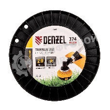 Леска для триммера Denzel звезда, 2,0мм х 374м, на DIN катушке FLEX CORD