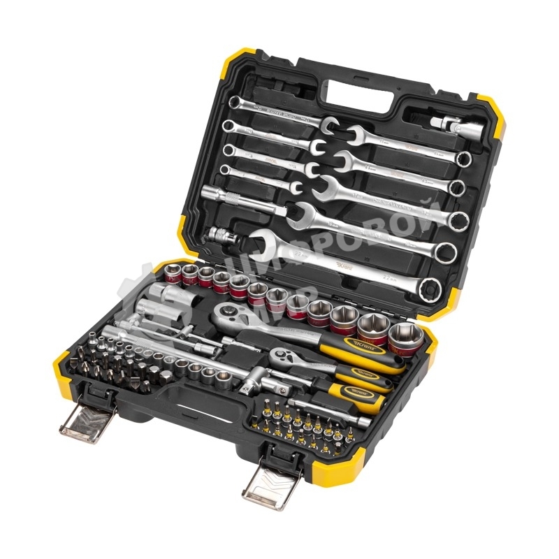 Набор инструментов Kranz 1/2, 1/4, CrV, пластиковый кейс, 82 предмета