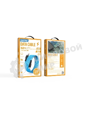 Кабель Smartbuy (iK-12-S21bb) S21 MicroUSB синий, 2.4 А, сил., 1 м