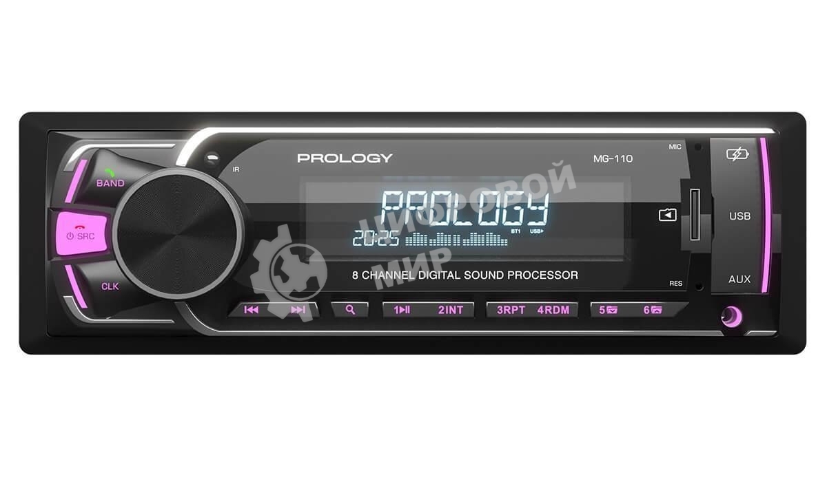 Автомагнитола Prology MG-110, 1 DIN, Bluetooth, USB Type-A, AUX, пульт ДУ