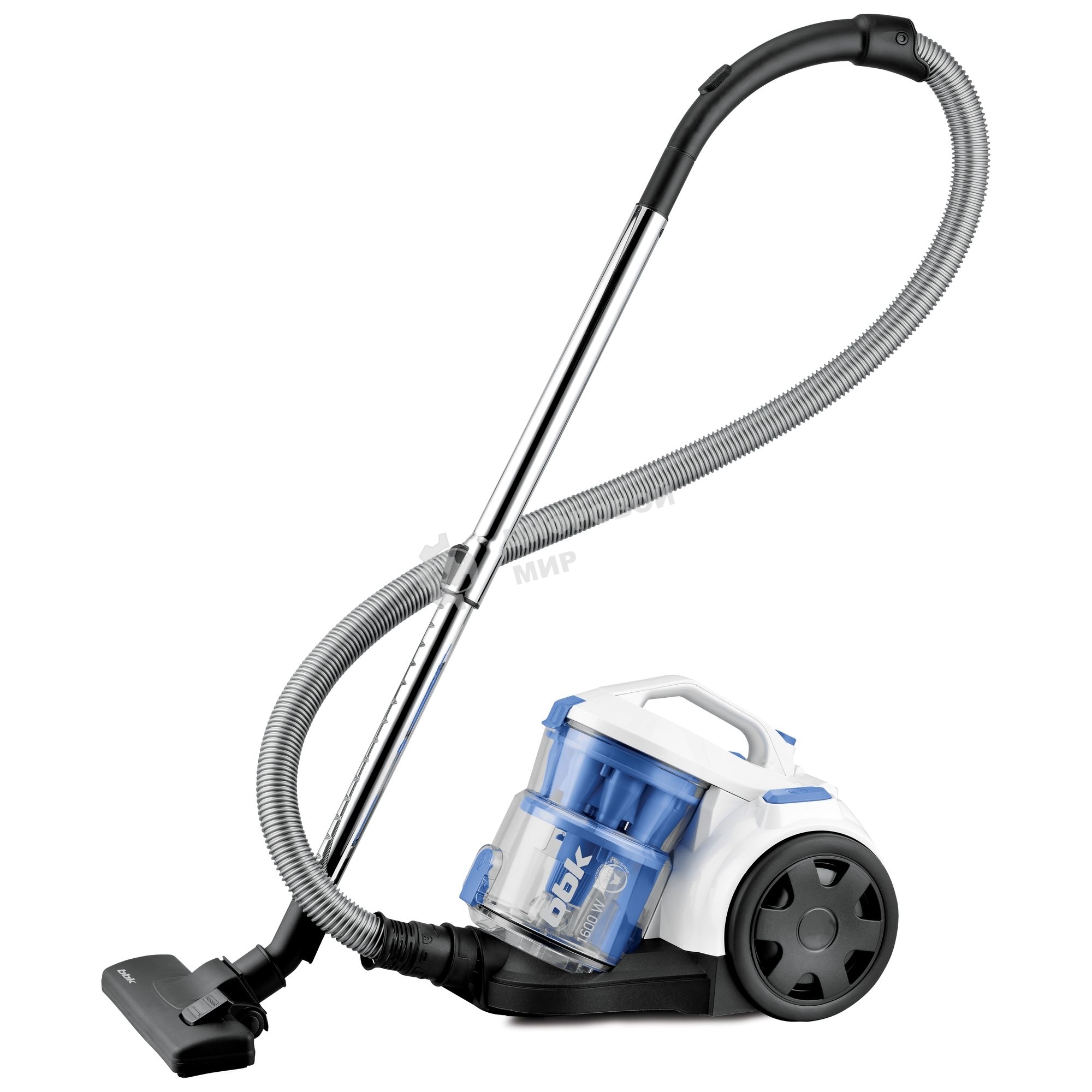 Пылесос BBK BV1501 белый/синий, 300/1600 Вт, уборка сухая, пылесборник контейнер 2 л