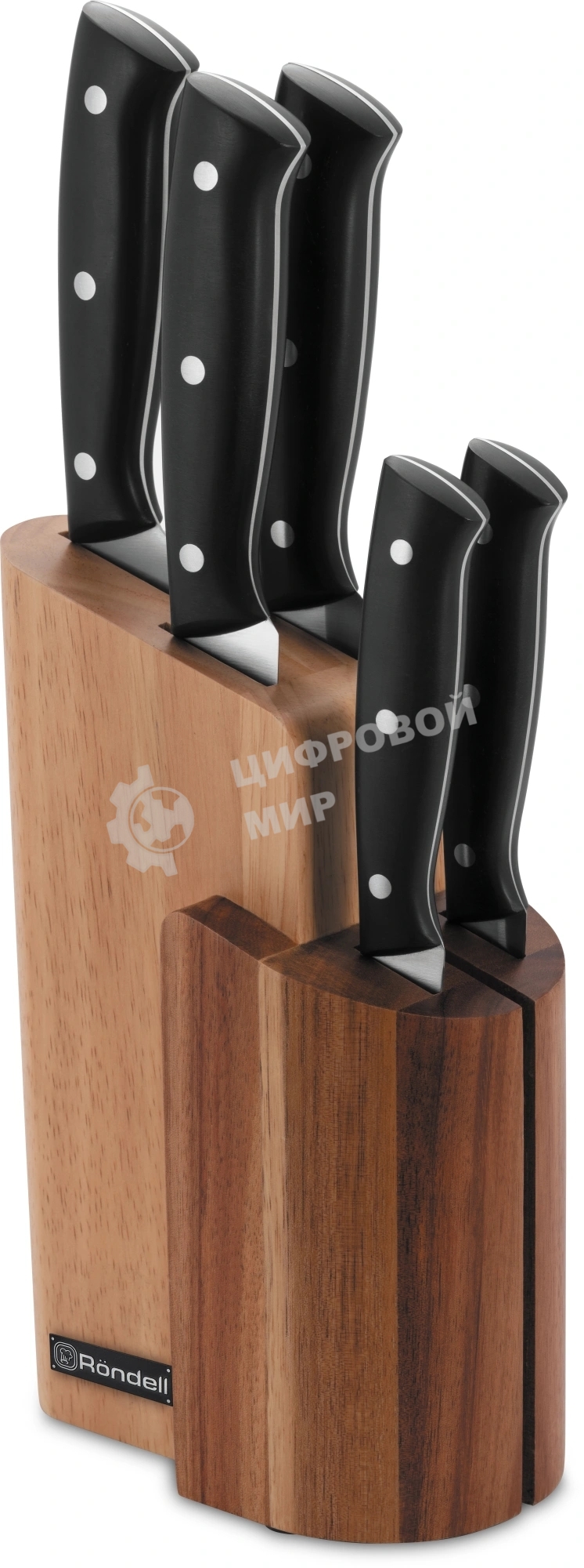 Набор ножей кухонных Rondell Dual RD-1943 компл.: 6 предм. с подставкой черный подар. коробка