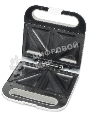 Сэндвич-тостер Galaxy Line GL 2962, белый, с несъемными пластинами, 800 Вт, индикаторы нагрева и сети, антипригарное покрытие рабочей поверхности, теплоизолированный корпус, прорезиненные ножки, препятствующие скольжению