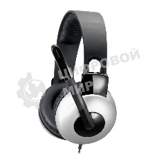 Проводные наушники Genius HS-05A серебристый/черный, полноразмерные, 2 x Jack 3.5 мм, микрофон с шумоподавлением