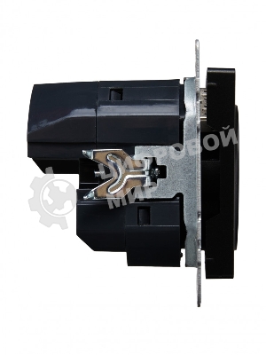 Розетка 1-местная IEK BRITE РЮш10-1-БрЧ (BR-R14-16-U21-D21-K02) 16А, с USB A+A 2.1А, с заземлением с защитными шторками, черный