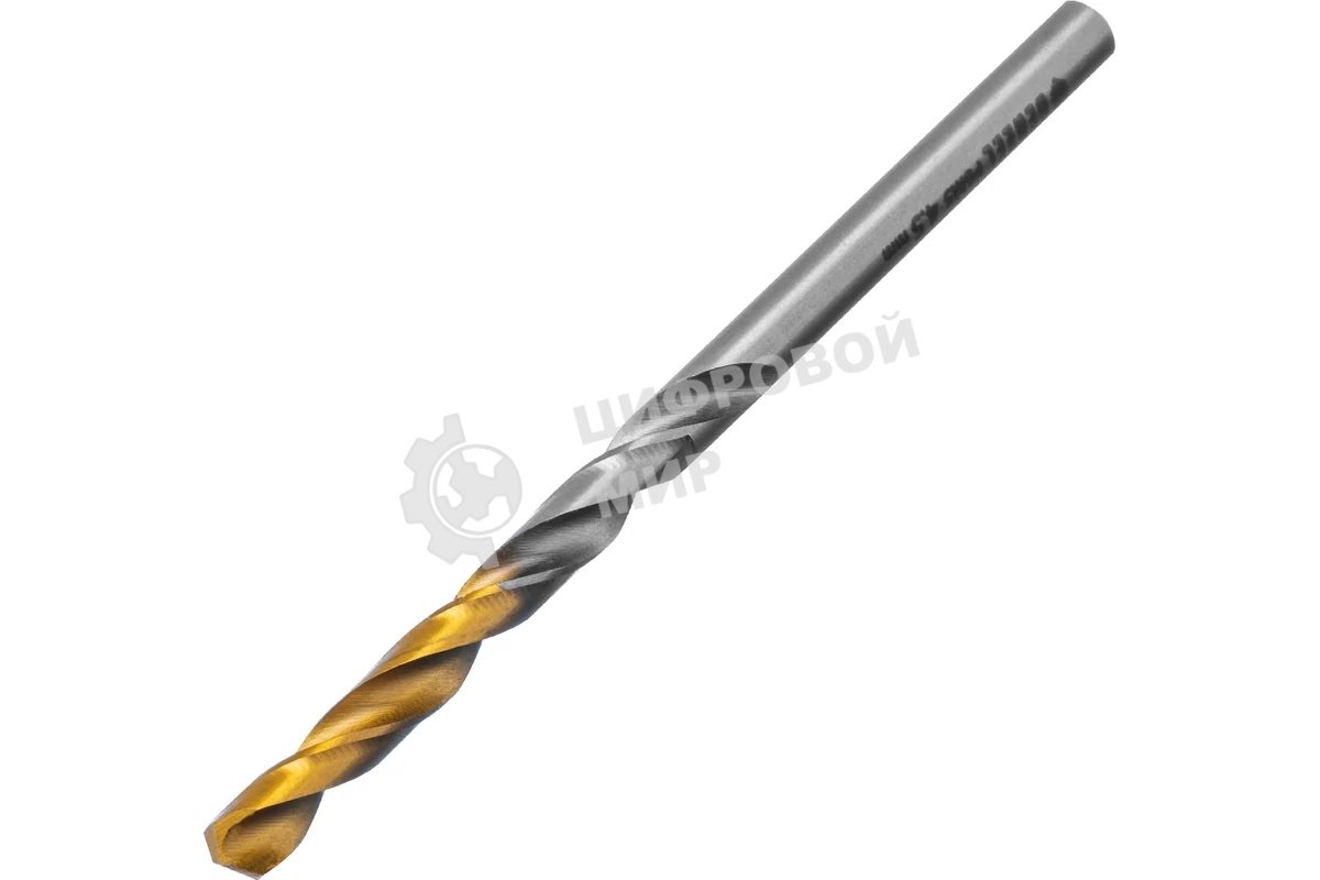 Сверло спиральное по металлу Denzel 4,5 x 80 мм, Р6М5, Golden Tip