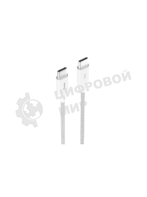 Кабель OLMIO SIMPLE, Type-C - Type-C, 60W 3A, 1.2м, тканевая оплетка, белый