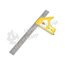 Линейка строительная с угольником и уровнем Deli DL7300Y 300мм, нержавеющая сталь, пузырьковый уровень