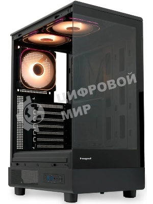 Компьютерный корпус HSPD F510, Panoramic Mid Tower, черный, TG, 0.5 SPCC, 3x120мм ARGb ATX, mATX, mITX 180/280/160мм 1x2.5