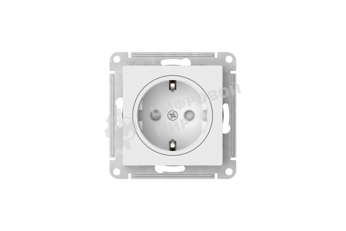 Розетка ATLASDESIGN ART с/з, со шторками, 16А, механизм, быстрозажим. клем., белый