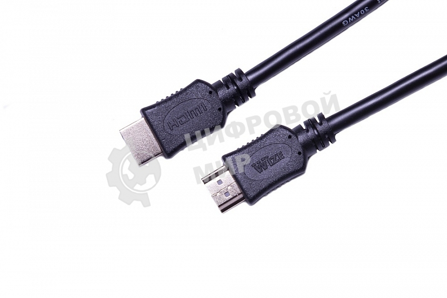 Кабель HDMI C-HM-HM-1.8M Wize, 1.8 м, v.2.0, 19M/19M, позол.разъемы, экран, черный, пакет