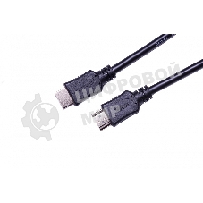 Кабель HDMI C-HM-HM-1.8M Wize, 1.8 м, v.2.0, 19M/19M, позол.разъемы, экран, черный, пакет