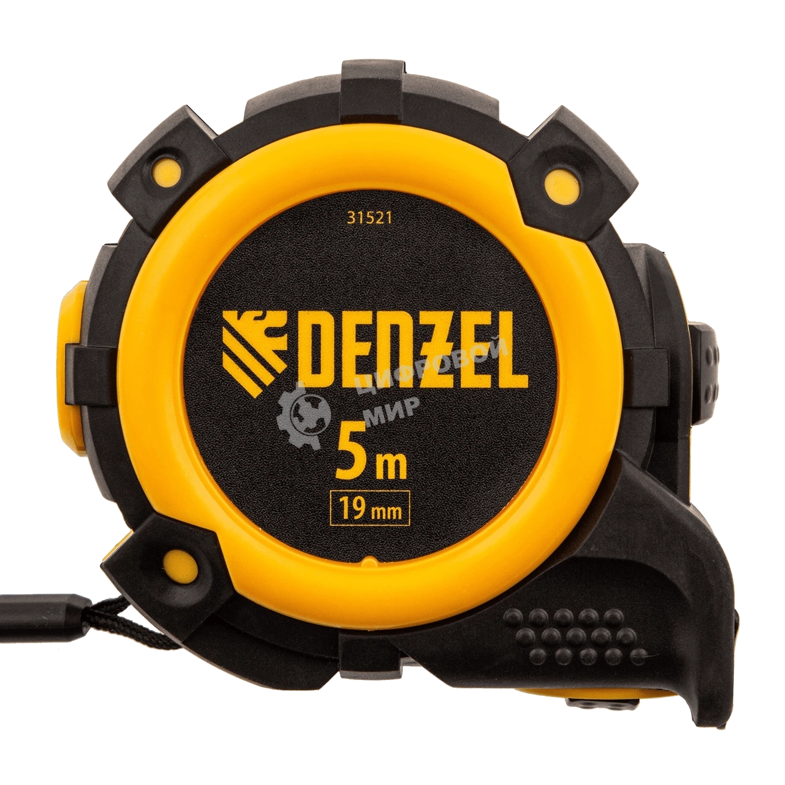 Рулетка Denzel 5м х 19мм, автоматич. фиксац., нейлон. покрытие, магнит. зацеп, двухстор. разметка