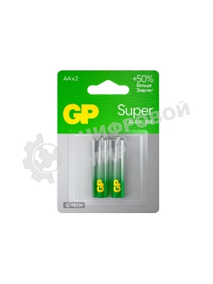 Алкалиновые батарейки GP Super Alkaline G-Tech 15А АA - 2 шт. на блистере