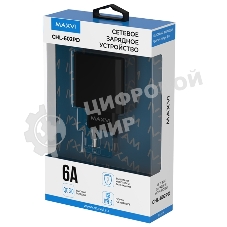 Сетевое зарядное устройство Maxvi CHL-602PD 30W, 6A, QC 3.0, 1xUSB-A, 1xUSB-C, черный