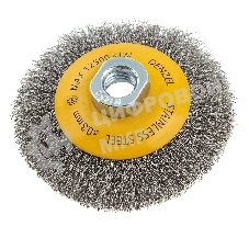 Щетка для УШМ Denzel 100 мм, М14, тарелка, витая нержавеющая проволока 0,3 мм