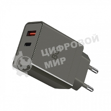 Сетевое зарядное устройство BQ Charger 38W2A01 (2 ports Type-C + USB, PD 20W+QC3.0 18W, 38W total) серый