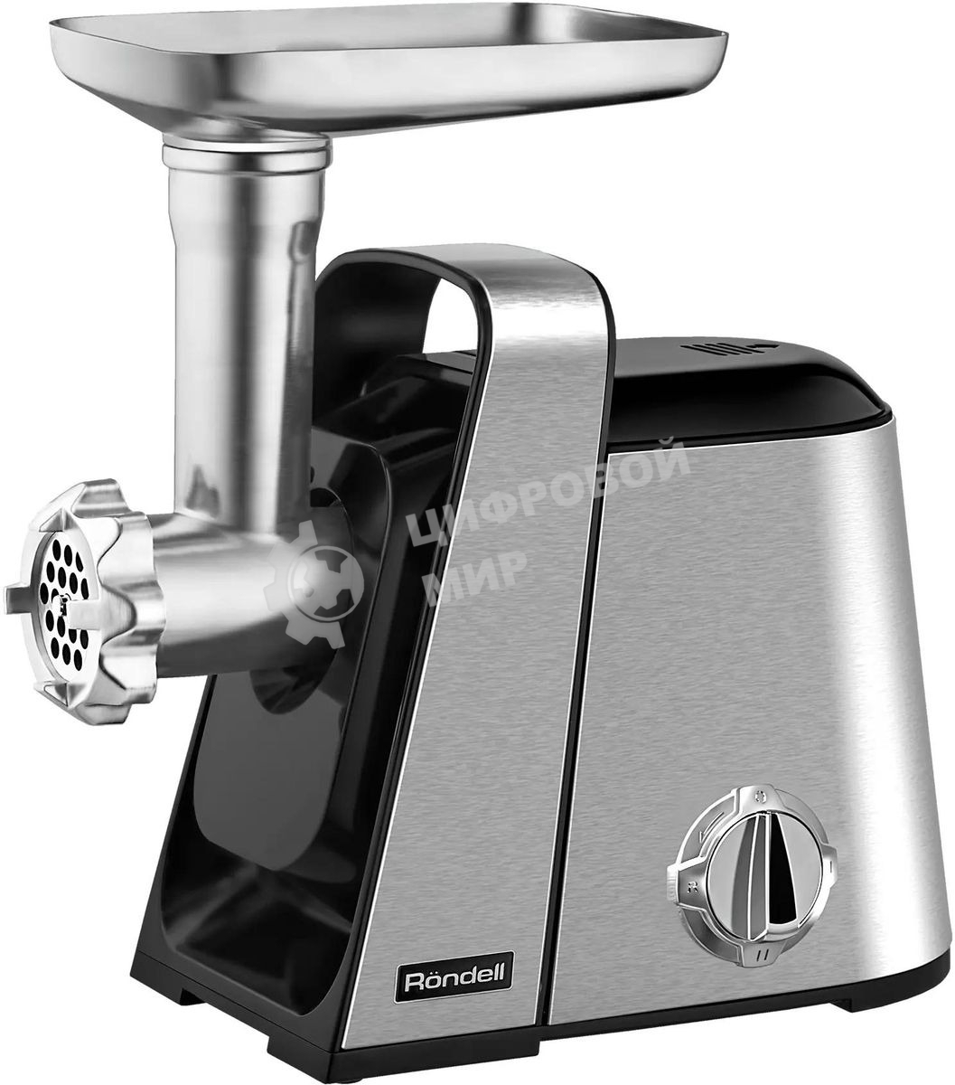 Мясорубка электрическая Rondell RDE-1454 серебристый, 2000 Вт, 3.0 кг/мин, реверс, защита от перегрузки, насадки - 5