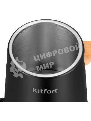 Чайник электрический Kitfort КТ-6726 1л. 1200Вт черный/дерево корпус: нерж.сталь/пластик