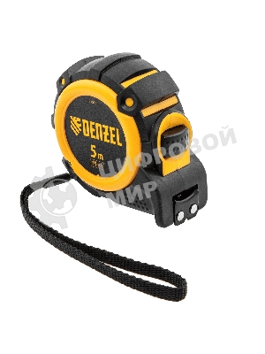 Рулетка Denzel 5м х 19мм, автоматич. фиксац., нейлон. покрытие, магнит. зацеп, двухстор. разметка