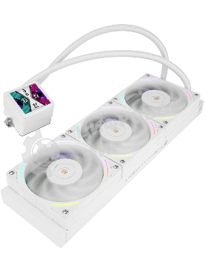 Система жидкостного охлаждения Thermalright Frozen Vision 360 V2 (360мм, LED, White, ARGB/Fans: 3x120мм, 69CFM, 27dBA, 2150RPM/Pump height 60мм, 23dBA, 3000RPM, Rad thickness 27мм/S: 1700, 1200, 1851, 115X, 2011, 2066, AM5, AM4)